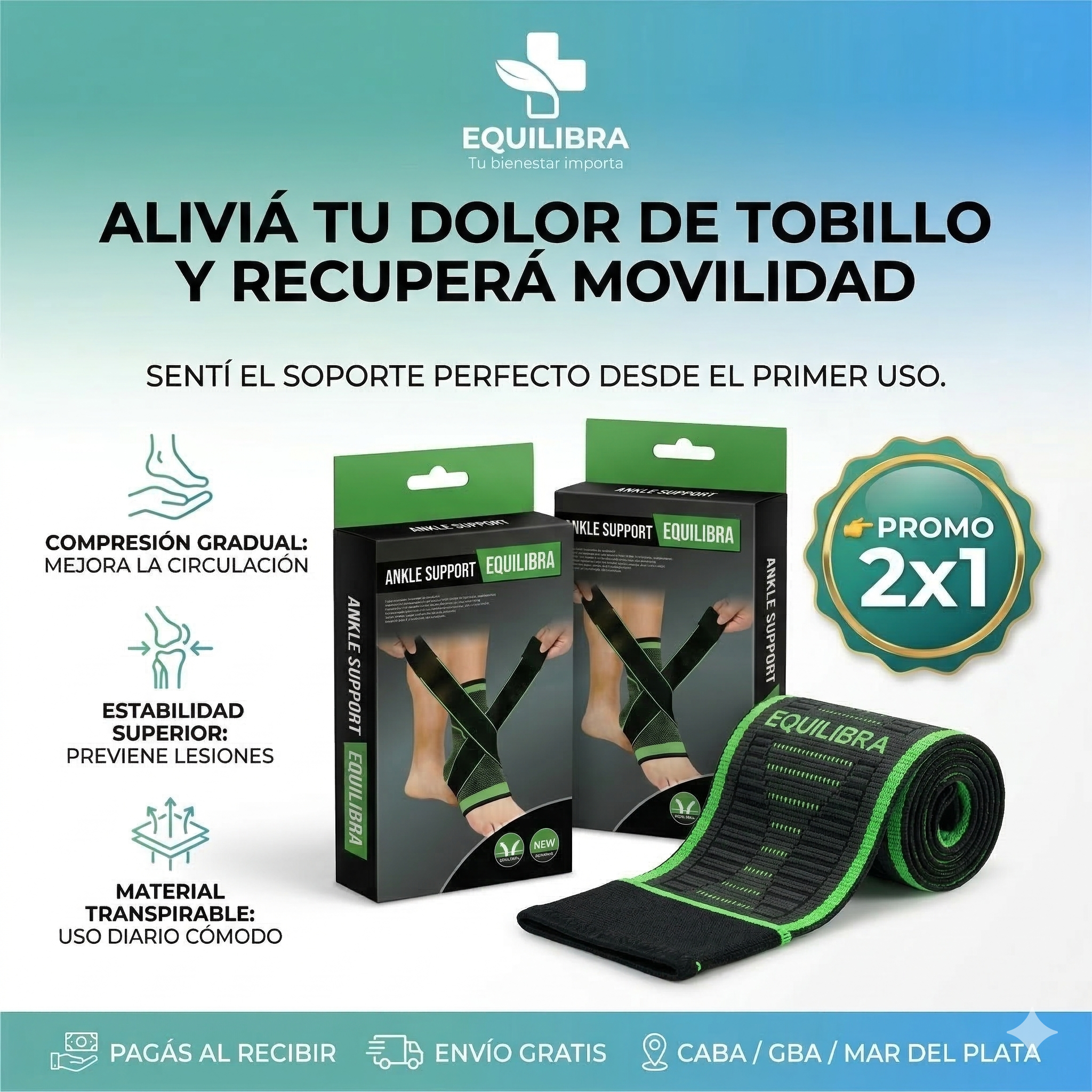 PROMO 2X1 | Tobillera de compresión ajustable