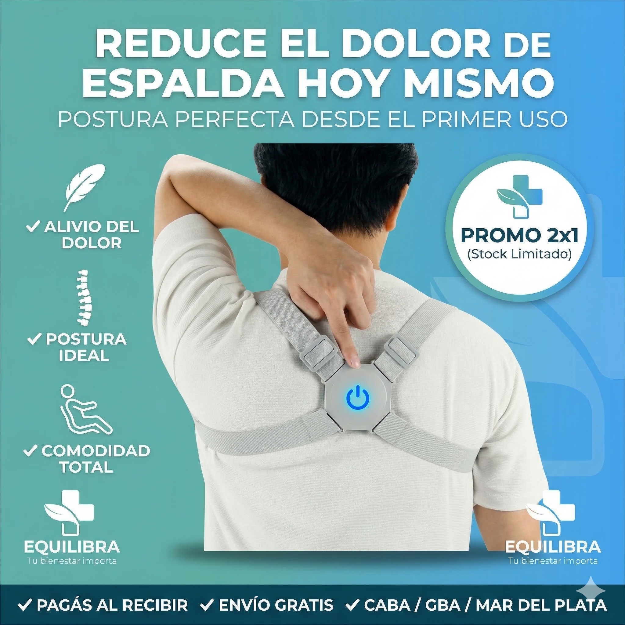 PROMO 2X1 / Corrector Postura Eléctrico Inteligente Sensor Vibración