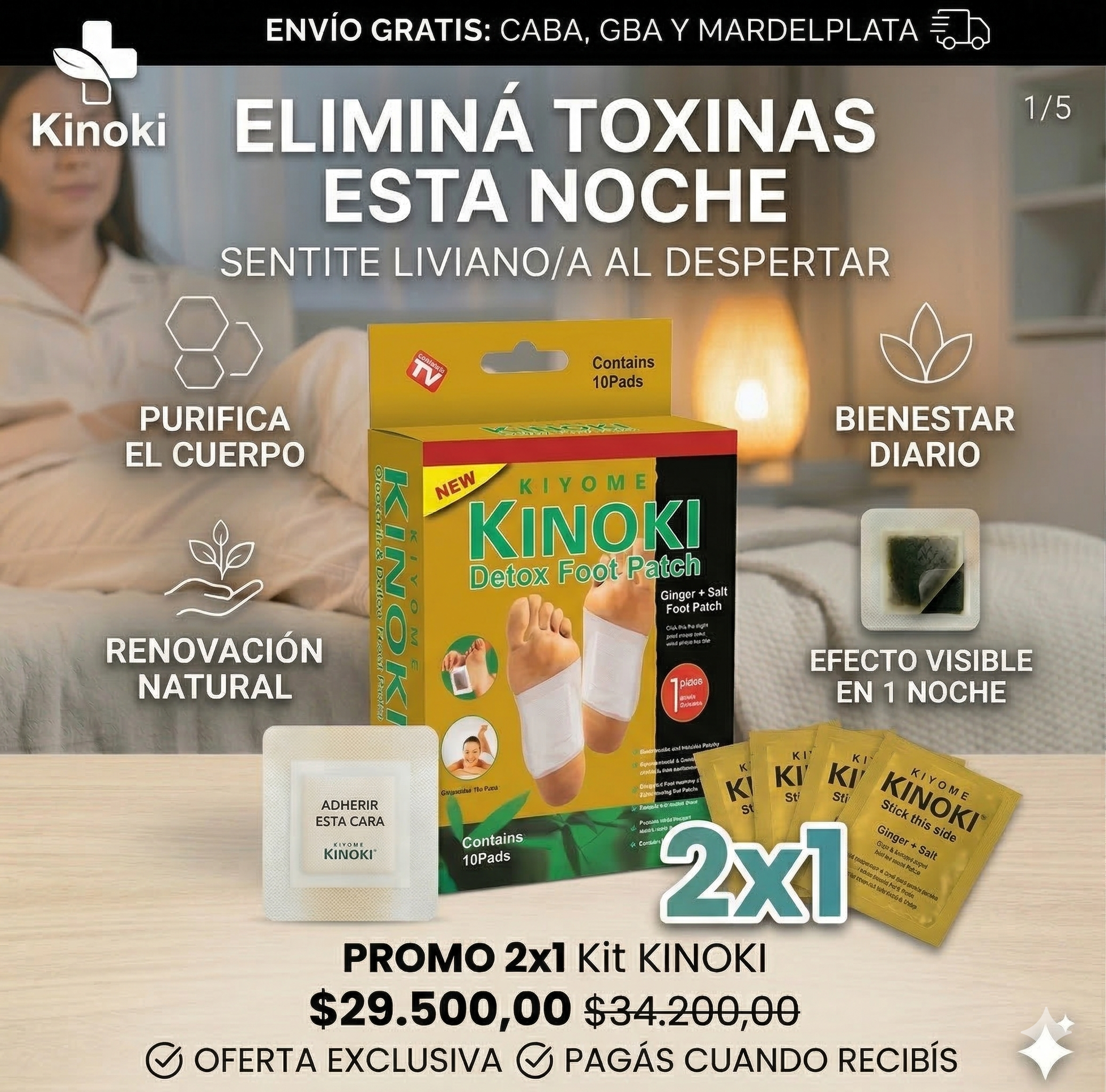 🔥 PROMO 2x1 Parches Desintoxicantes Kinoki