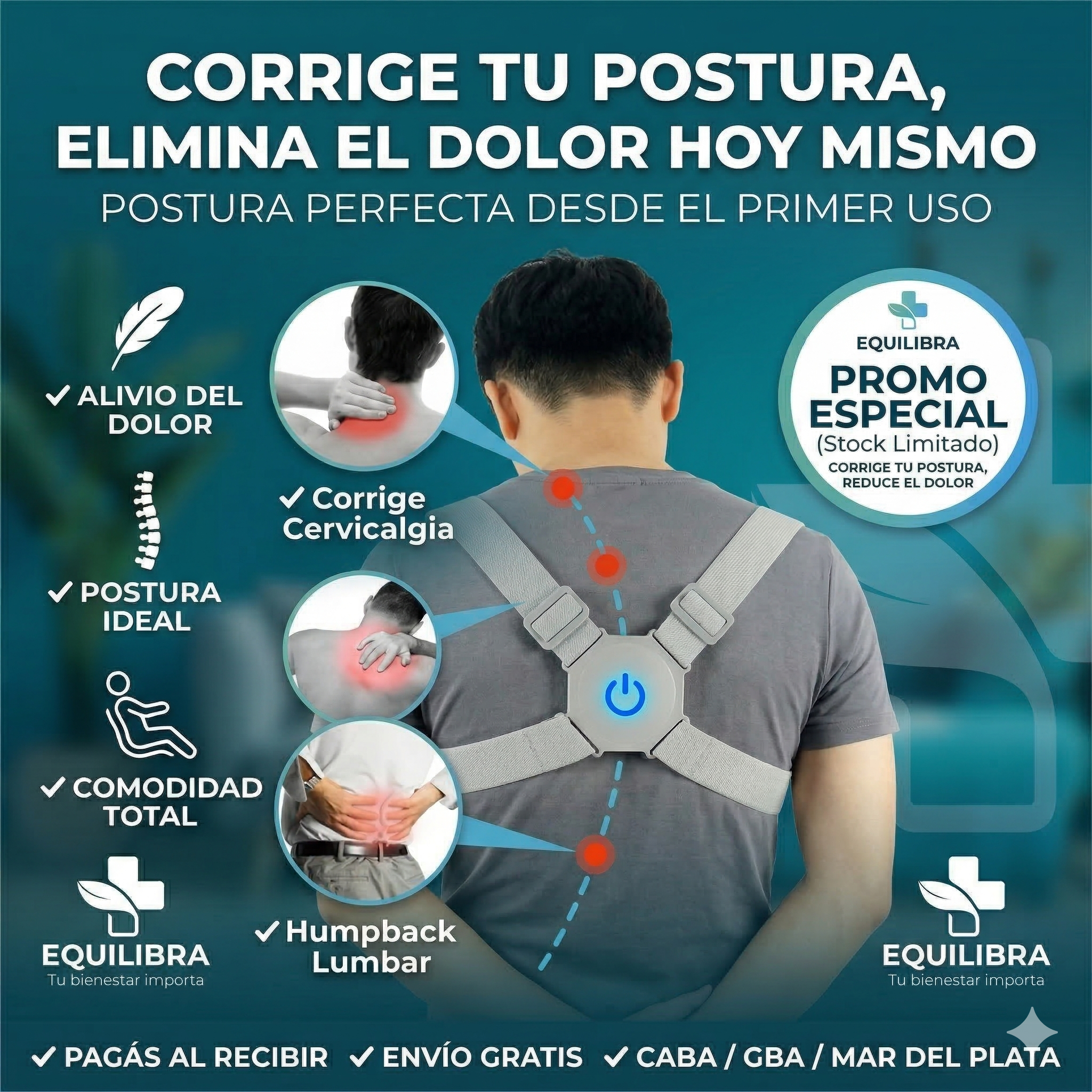 PROMO 2X1 / Corrector Postura Eléctrico Inteligente Sensor Vibración