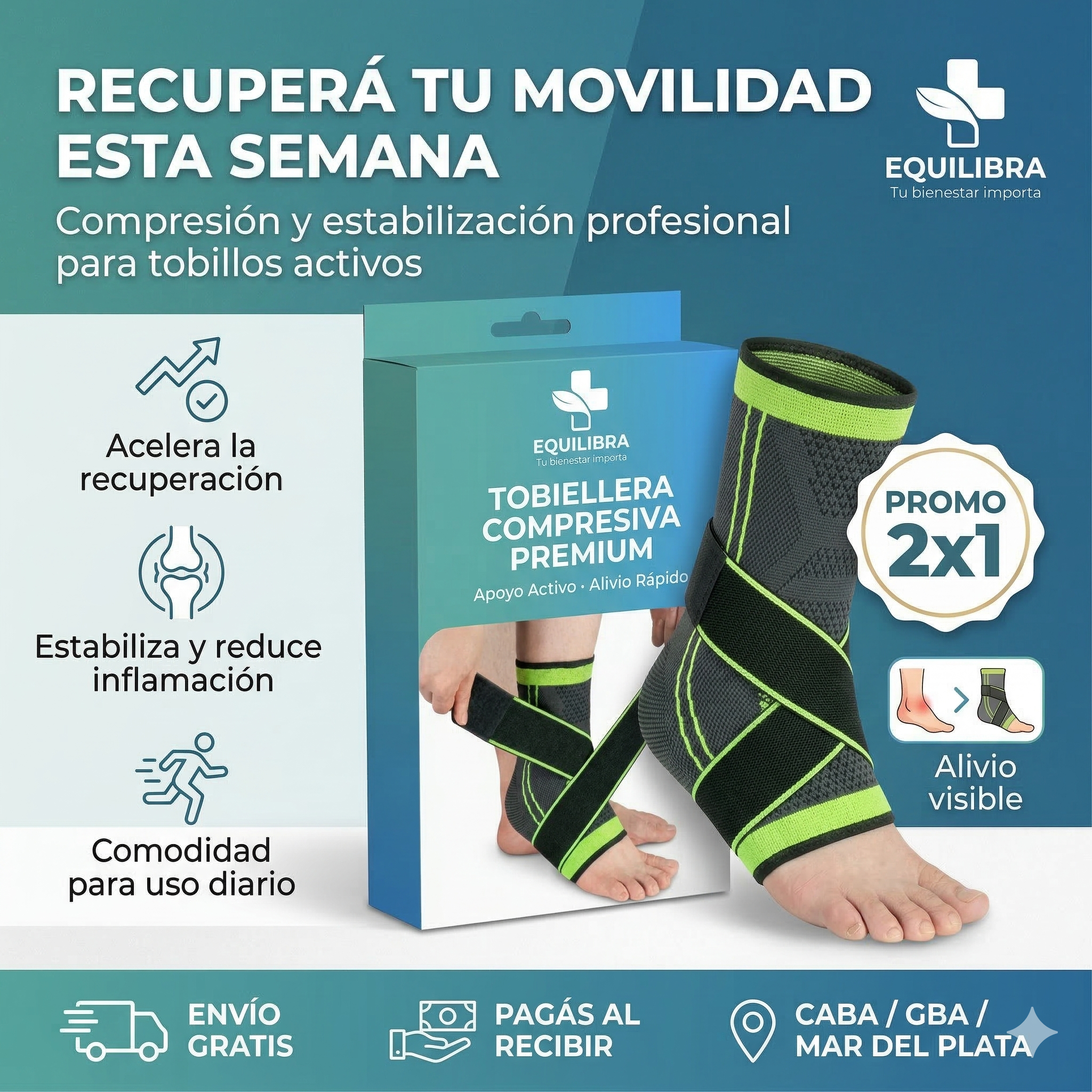 PROMO 2X1 | Tobillera de compresión ajustable